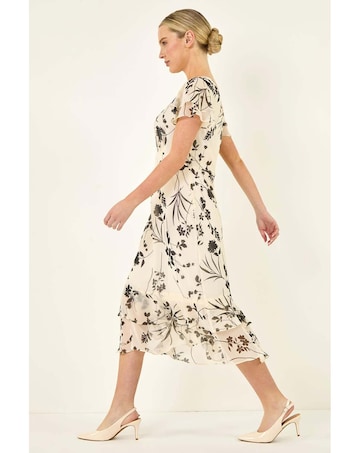Roman Petite Floral Frill Hem Midi Dress