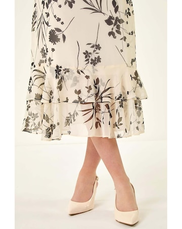 Roman Petite Floral Frill Hem Midi Dress