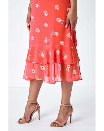 Roman Petite Floral Chiffon Midi Dress