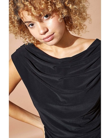 Roman Cowl Neck Ruched Stretch Jumpsuit