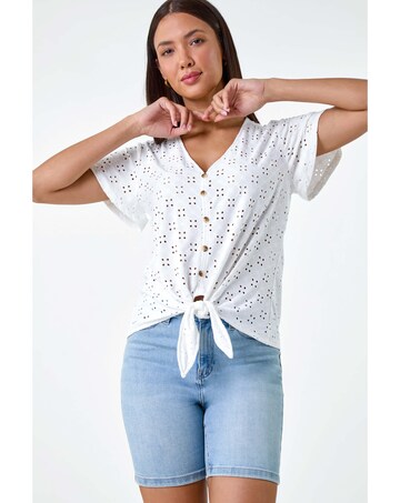 Roman Broderie Stretch Jersey Top