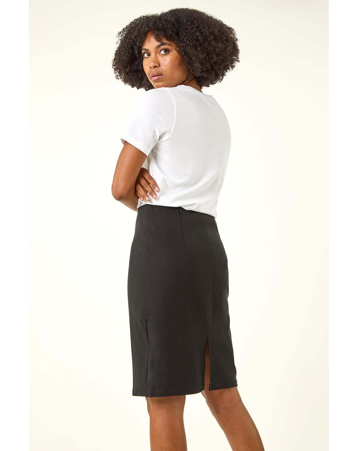 New In - Roman Pull On Stretch Waist Pencil Skirt