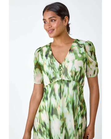 Roman Abstract Chiffon Hanky Hem Dress