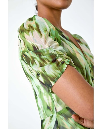 Roman Abstract Chiffon Hanky Hem Dress