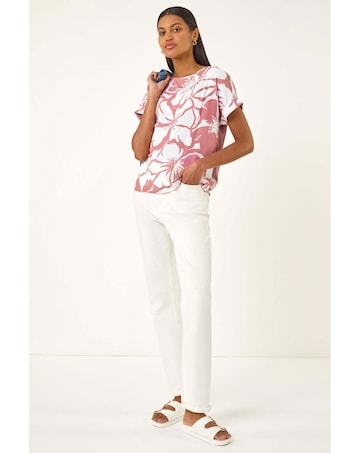 Roman Floral Print Jersey Back Top