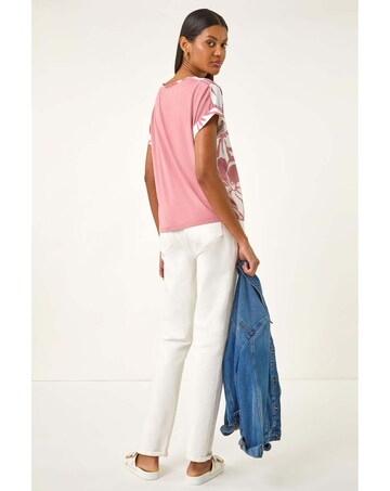 Roman Floral Print Jersey Back Top