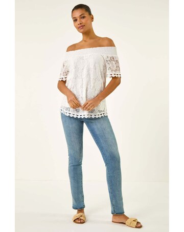 Roman Lace Detail Bardot Top