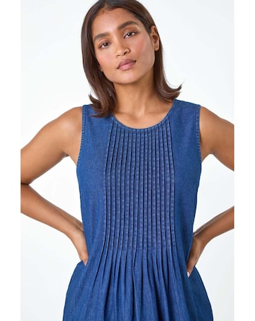 Roman Denim Pintuck Detail Pocket Dress