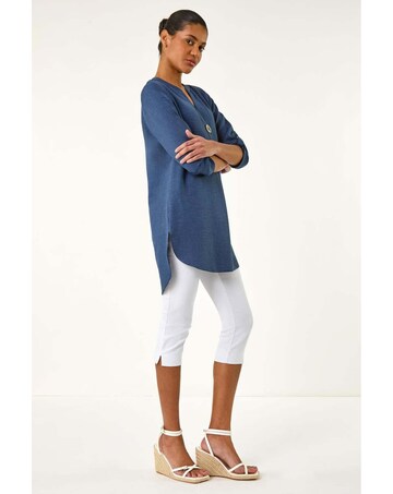 Roman Horn Button Detail Longline Top