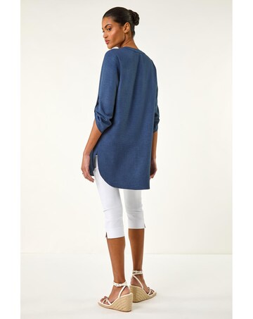 Roman Horn Button Detail Longline Top