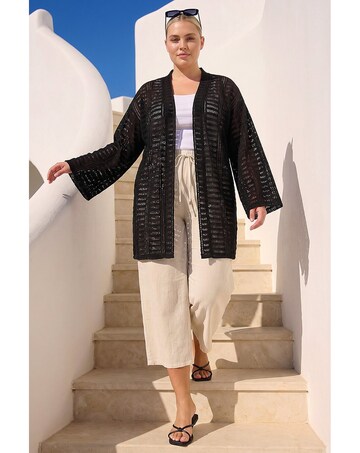 Roman Curve Open Knit Cardigan