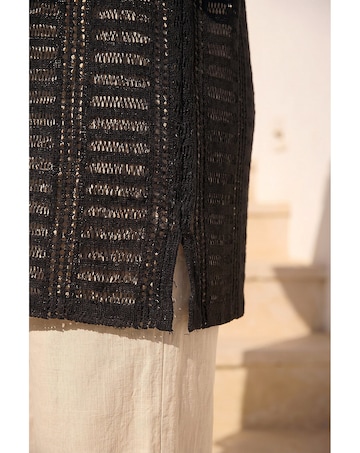Roman Curve Open Knit Cardigan