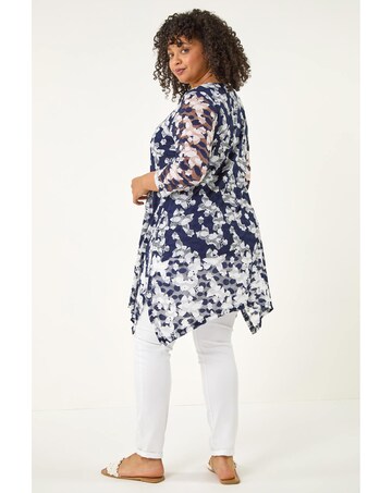 Roman Curve Floral Lace Tunic Top
