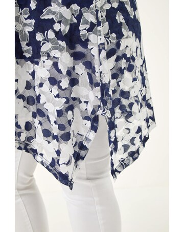 Roman Curve Floral Lace Tunic Top