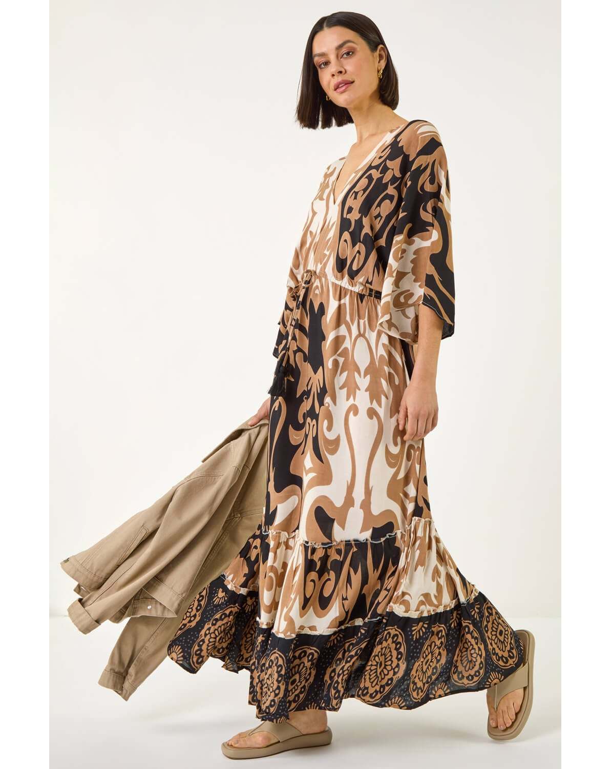 New In - Roman Boho Border Print Maxi Dress
