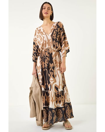 Roman Boho Border Print Maxi Dress