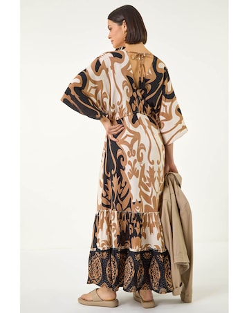 Roman Boho Border Print Maxi Dress