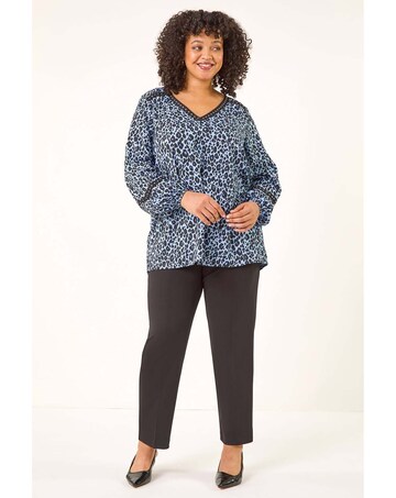 Roman Curve Animal Print Studded Top