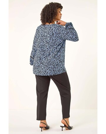 Roman Curve Animal Print Studded Top