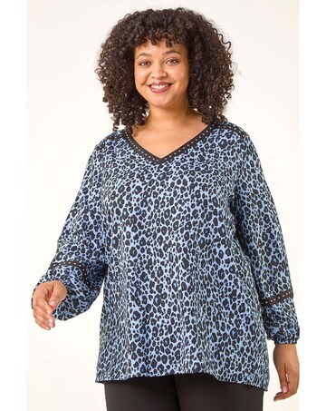 Roman Curve Animal Print Studded Top