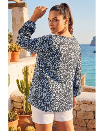 Roman Curve Animal Print Studded Top