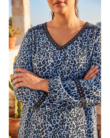 Roman Curve Animal Print Studded Top