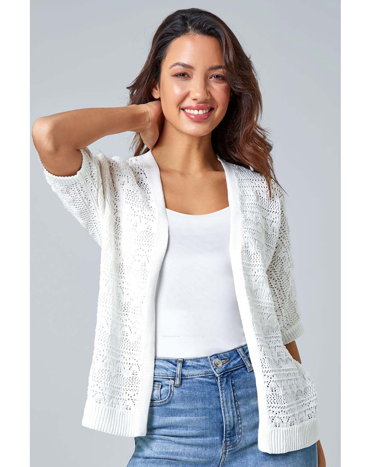 New In - Roman Stitch Detail Knit Cardigan