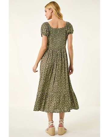 Roman Spotty Heart Button Midi Dress