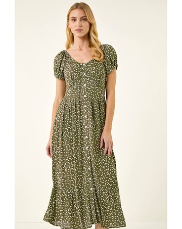 Roman Spotty Heart Button Midi Dress