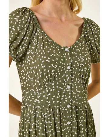 Roman Spotty Heart Button Midi Dress