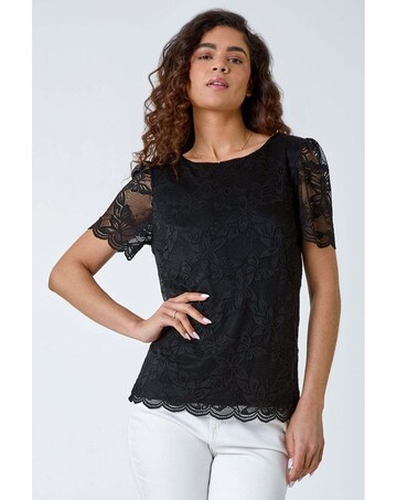Roman Floral Stretch Lace Top