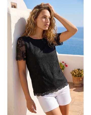 Roman Floral Stretch Lace Top