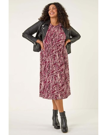 Roman Curve Spot Stretch Midi Dress