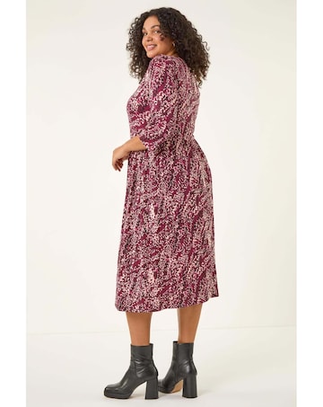 Roman Curve Spot Stretch Midi Dress