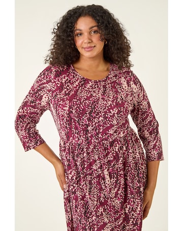 Roman Curve Spot Stretch Midi Dress