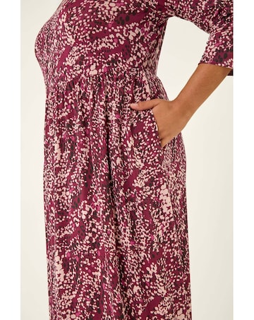 Roman Curve Spot Stretch Midi Dress