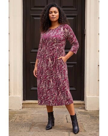 Roman Curve Spot Stretch Midi Dress