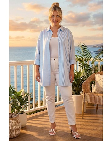 Roman Curve Contrast Stripe Blouse