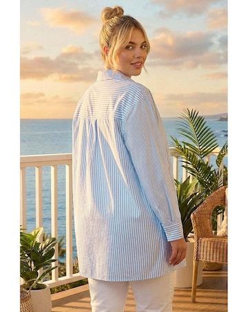 Roman Curve Contrast Stripe Blouse