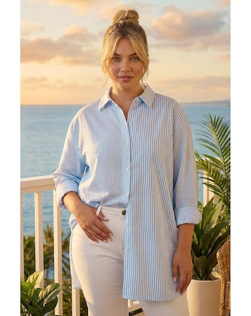 Roman Curve Contrast Stripe Blouse