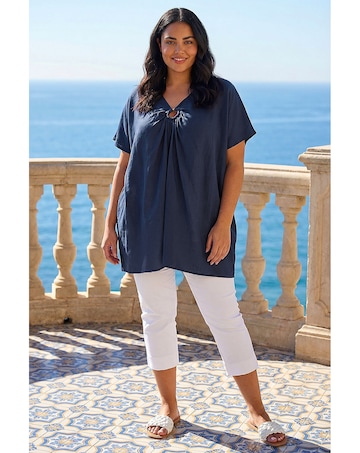 Roman Curve Ring Front Oversized Top
