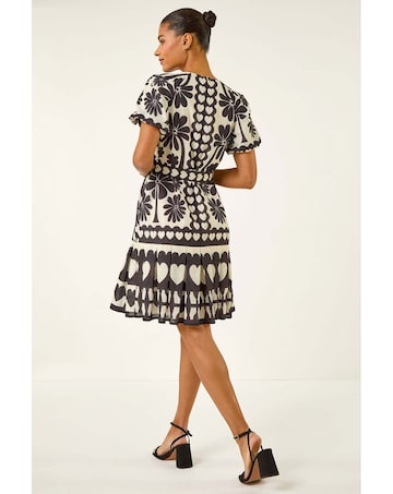 Roman Floral Heart Pleated Dress