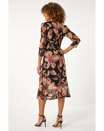 Roman Ruched Floral Frill Dress