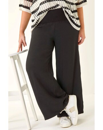 Roman Curve Shirred Wide Leg Trouser