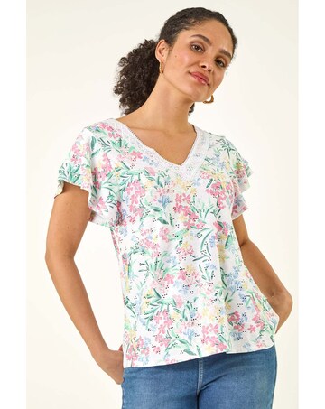 Roman Floral Lace Textured Top