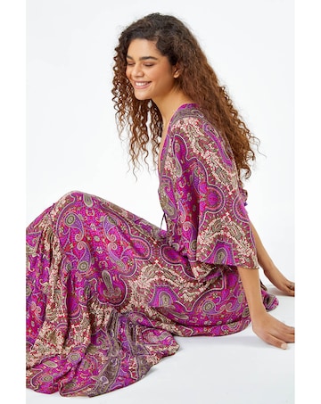 Roman Paisley Print Boho Maxi Dress