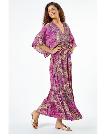 Roman Paisley Print Boho Maxi Dress