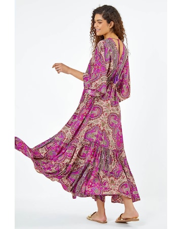 Roman Paisley Print Boho Maxi Dress