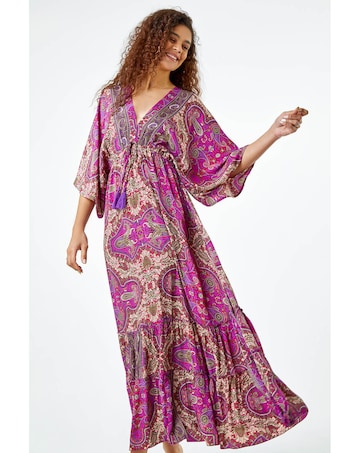 Roman Paisley Print Boho Maxi Dress