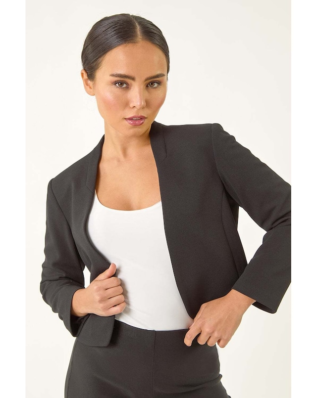 New In - Roman Petite Stretch Bolero Jacket - Black